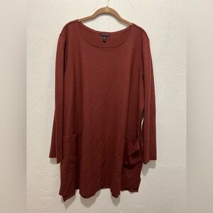 Burgundy Long Sleeve Tunic with Pockets